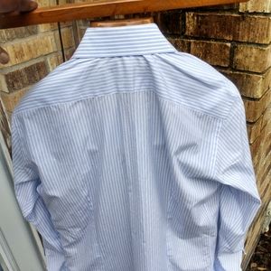 Taccaliti Men's Blue Stripe Frenchcuff Dress Shirts Size 15.5X39